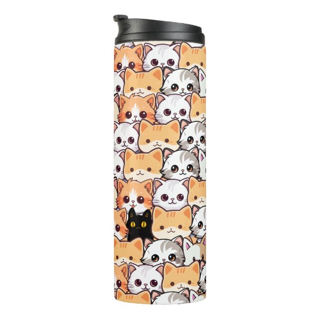 Termo Gato negro lindo en gatos naranjas mascota Patrón  (Rotado hacia la derecha)