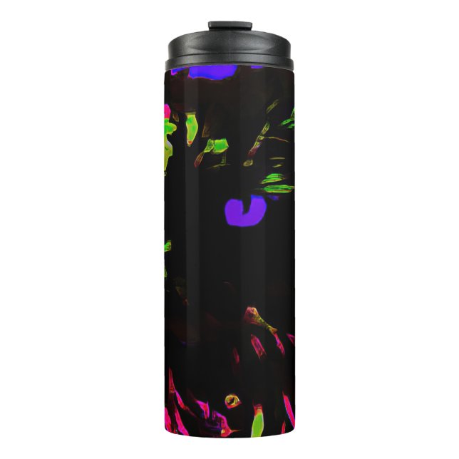 Termo Gato negro neón con ojos brillantes (Anverso)