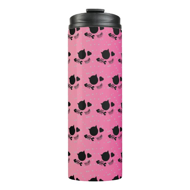 Termo Gato negro rosa de dos tonos patrón lindo (Anverso)