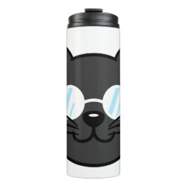 Termo Gato oscuro Gato negro Gato Gris vestido con lente