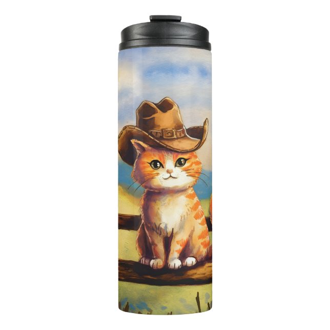 Termo Gato papá pintado con acuarela (Anverso)