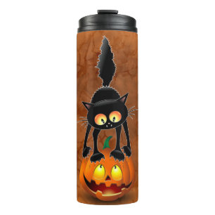 Termo Gato Personalizado asustado de Halloween en calaba