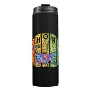 Termo Gato psicodélico - Arte felino trippy