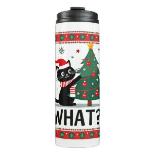 Termo Gato Qué Divertido Gato Negro Empujando Árbol De N