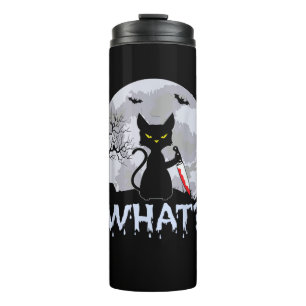 Termo Gato qué- Gato negro asesino con Halloween de Cuch