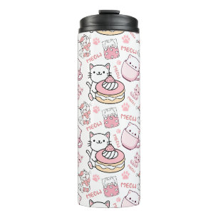 Termo Gato rosa y blanco