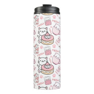 Termo Gato rosa y blanco