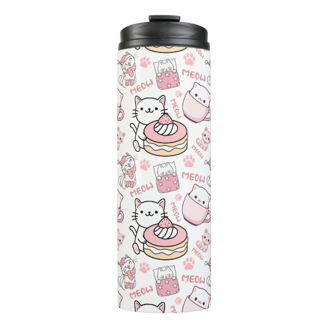 Termo Gato rosa y blanco (Anverso)