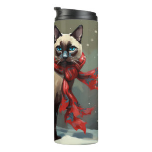 Termo Gato siamés en Navidad con nieve