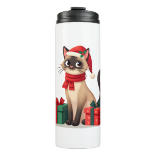 Termo Gato siamés Navidad vacaciones Santa gato siamés N