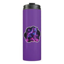 Termo Gato siamés neon púrpura con ojos azules y Starbur