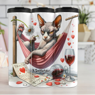 Termo Gato sin pelo gruñón en Hammock