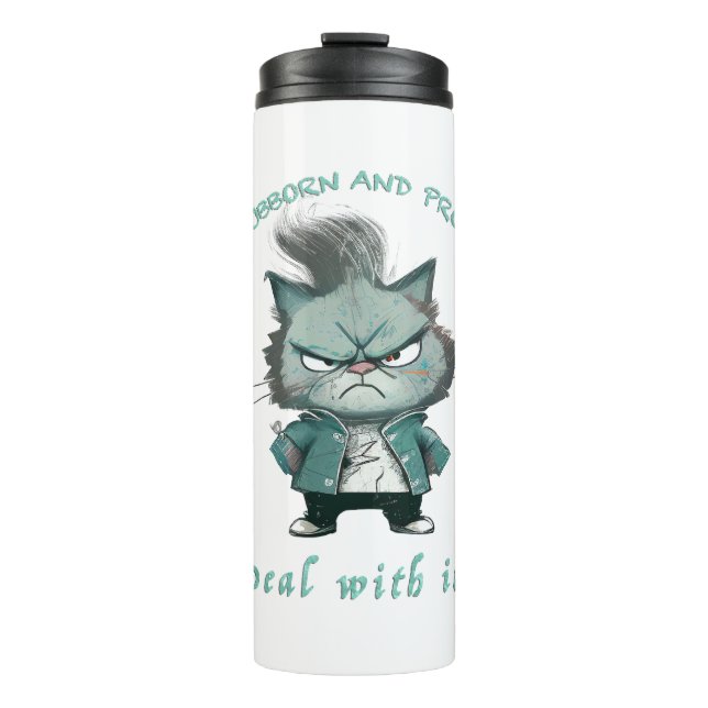 Termo Gato Stubborn Trato Con Esto Es Agradable Gracioso (Anverso)