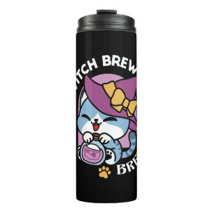Termo Gato Tabby de Halloween – Sombrero de Bruja y Arte