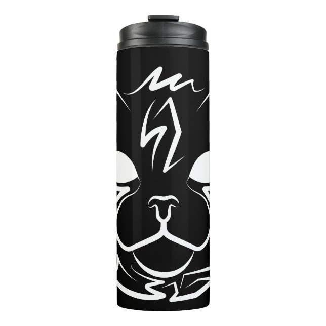 Termo Gato tribal negro y blanco (Anverso)