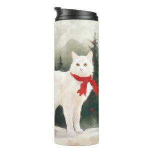 Termo Gato turco angora en Navidades de nieve
