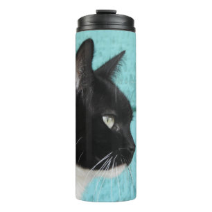 Termo Gato Tuxedo Kitty sobre turquesa