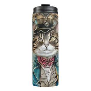 Termo Gato vintage de Steampunk Tabby