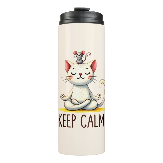 Termo Gato Yoga Pose - Mantener la calma (Anverso)