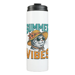 Termo Gatos con Vibraciones de Verano Diseño de Grabado