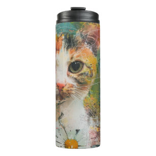 Termo Gatos de acuarela Boho - Arte felino de tierra (3)