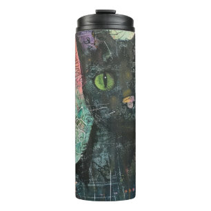 Termo Gatos de acuarela Boho - Arte felino de tierra (5)