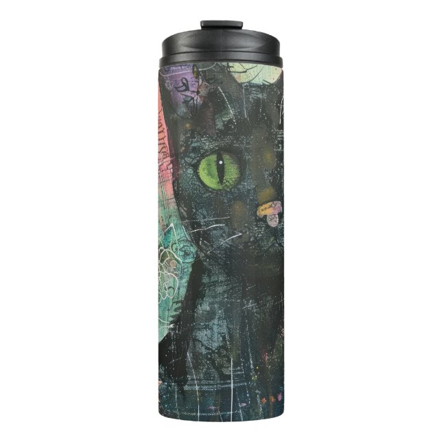 Termo Gatos de acuarela Boho - Arte felino de tierra (5) (Anverso)