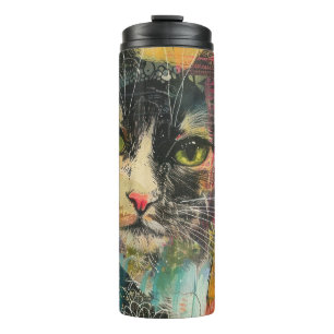 Termo Gatos de acuarela Boho - Arte felino de tierra (6)