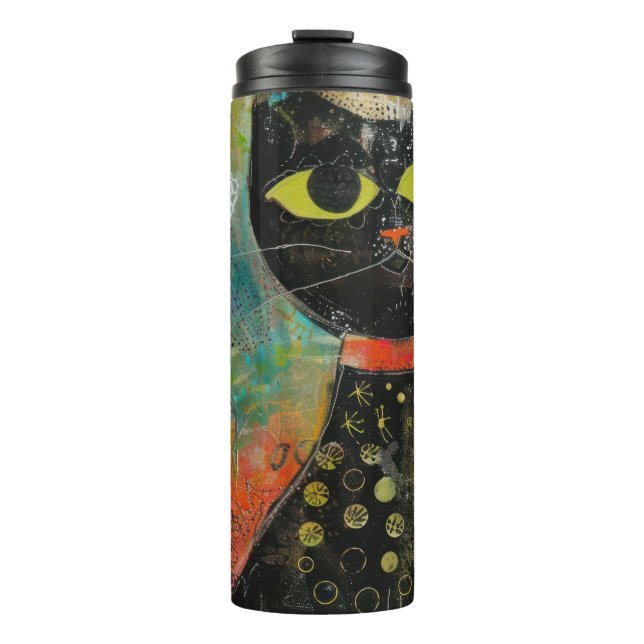 Termo Gatos de acuarela Boho - Arte felino de tierra (7) (Anverso)