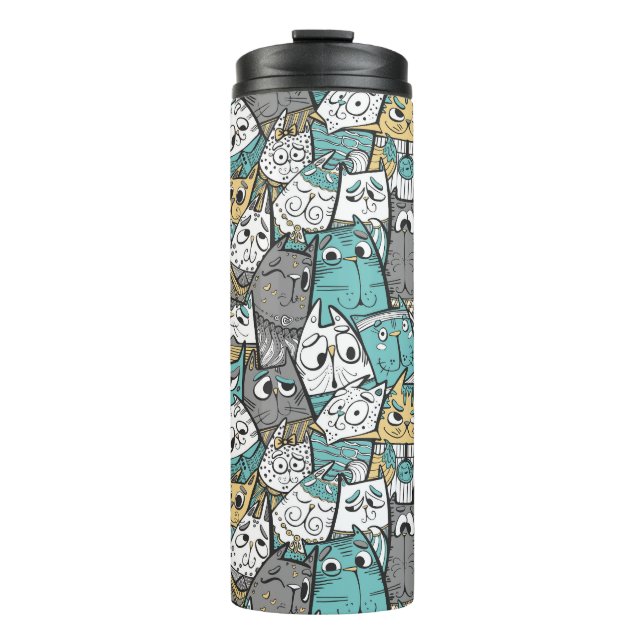 Termo Gatos de Dibujos Animados Divertidos (Anverso)