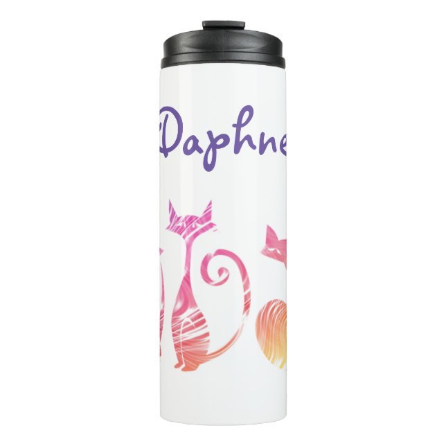 Termo Gatos de silueta de Swirly Adorables (Anverso)