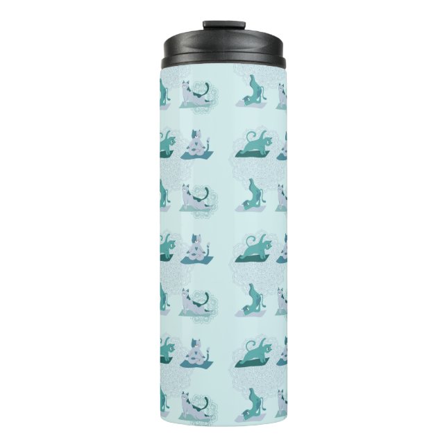 Termo Gatos de yoga verdes (Anverso)