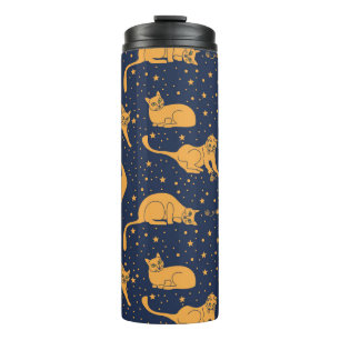 Termo Gatos divertidos, estrellas, patrón espacial.