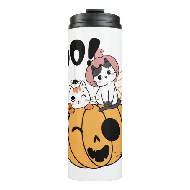 Termo Gatos Divirtiéndose Con El Pegatina De Halloween (Anverso)