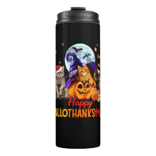 Termo Gatos Felices Hallothanksmas Halloween Día de Acci