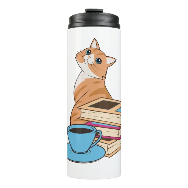 Termo Gatos, Libros y Café Lindos  (Anverso)