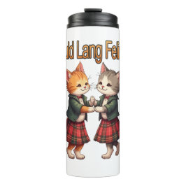 Termo Gatos Naranjas Felinos de Auld Lang Syne Bailando 
