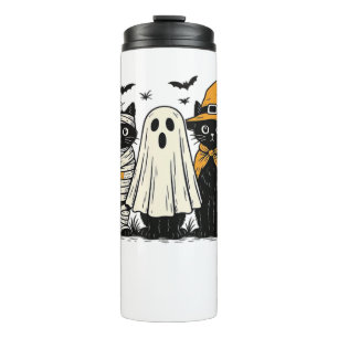 Termo Gatos negros en disfraces de Halloween - Fantasma,