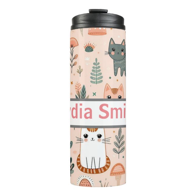 Termo Gatos personalizados niños beben tumbler (Anverso)