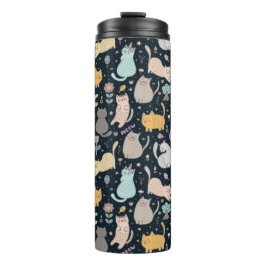 Termo Gatos y flores diseñan Tumbler térmico