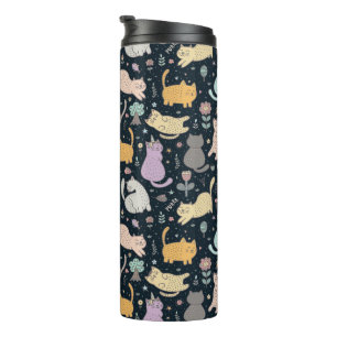 Termo Gatos y flores diseñan Tumbler térmico