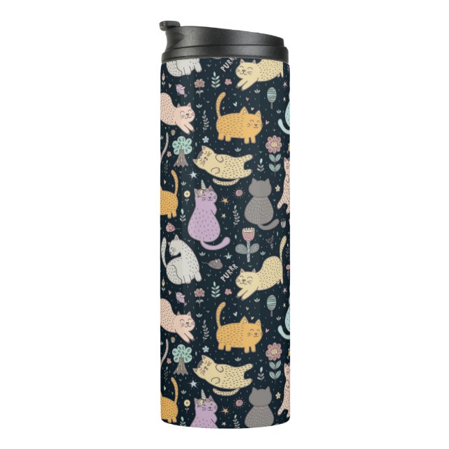 Termo Gatos y flores diseñan Tumbler térmico (Rotado hacia la derecha)