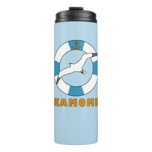 Termo Gaviota y anillo de nado azul claro