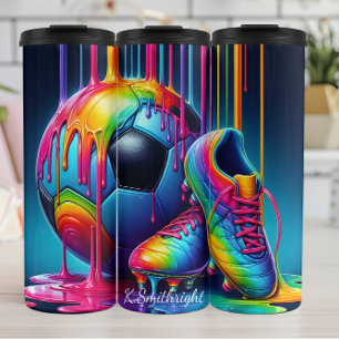 Termo Gear de fútbol con gota de pintura arco iris
