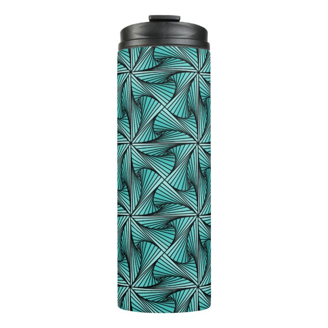 Termo Geométrica 3D Espiral Giro Turquesa Verde (Anverso)
