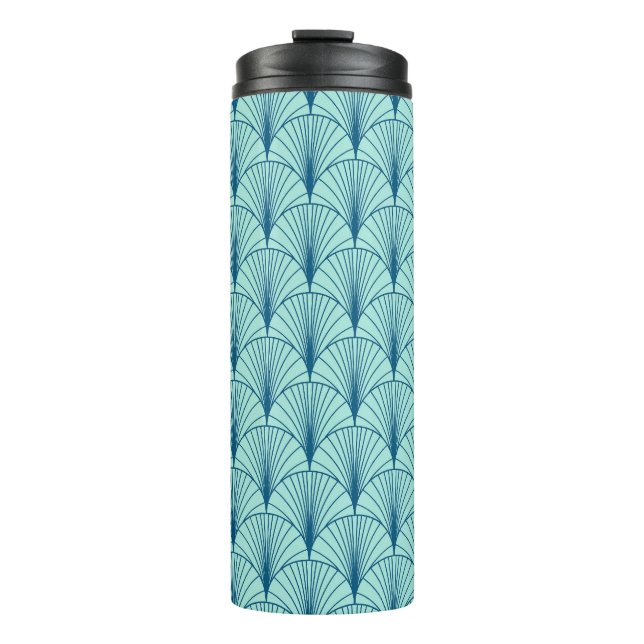 Termo Geométrica del verde marino: Patrón de ventilador. (Anverso)