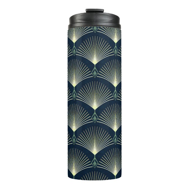 Termo Geométrica Elegante: Art Deco Azul. (Anverso)