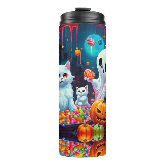 Termo Ghost Kitten Pumpkin Candy Halloween (Anverso)