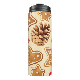 Termo Ginger navidades: Patrón festivo sin foco.