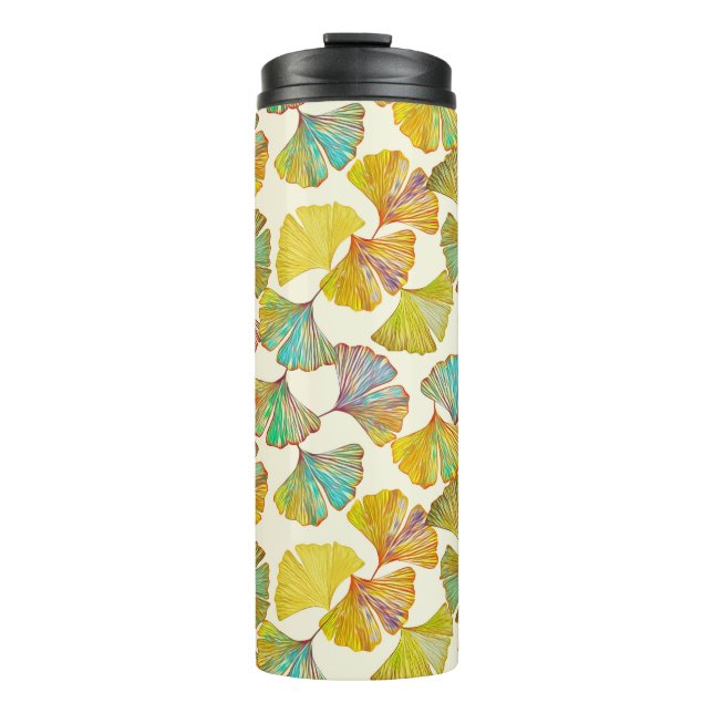 Termo Gingko Leaves: Arte Resumen de Flores (Anverso)